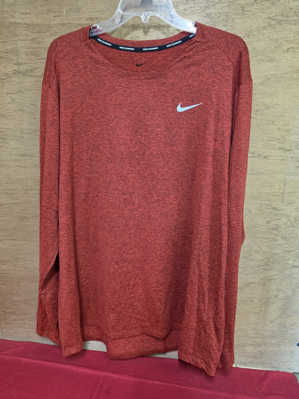 Nike Dri-Fit Mens Red Heathered Long-Sleeve Running Shirt XXL